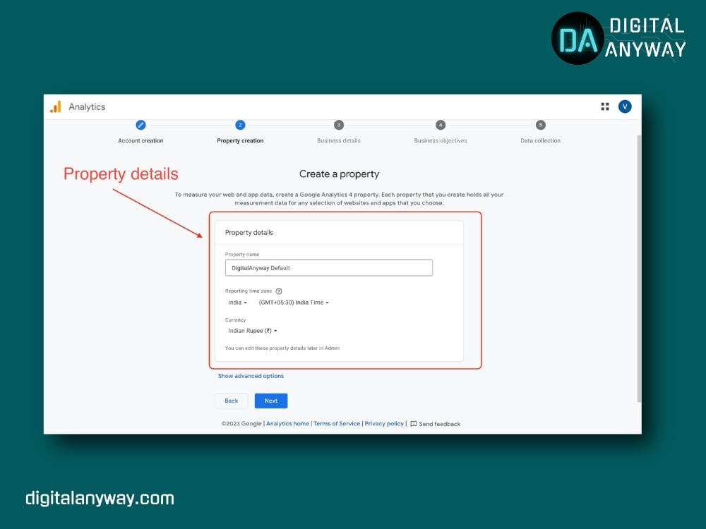 Creating a property on gA4